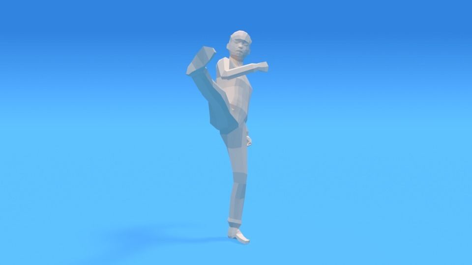 Low Poly Kid Fighting Low-poly 3D model_1