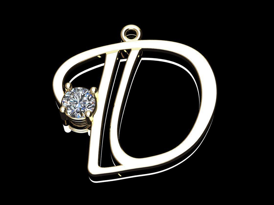 Alphabet D Necklace 3D print model_4