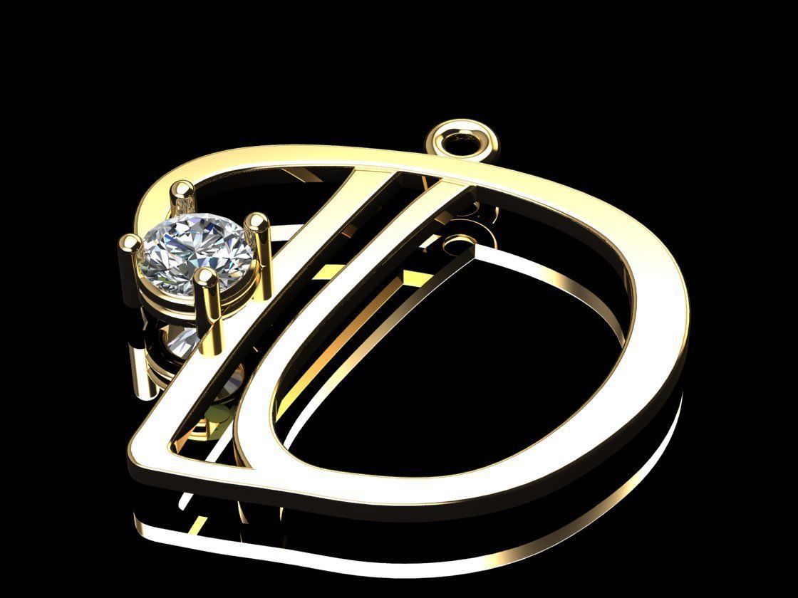 Alphabet D Necklace 3D print model_3