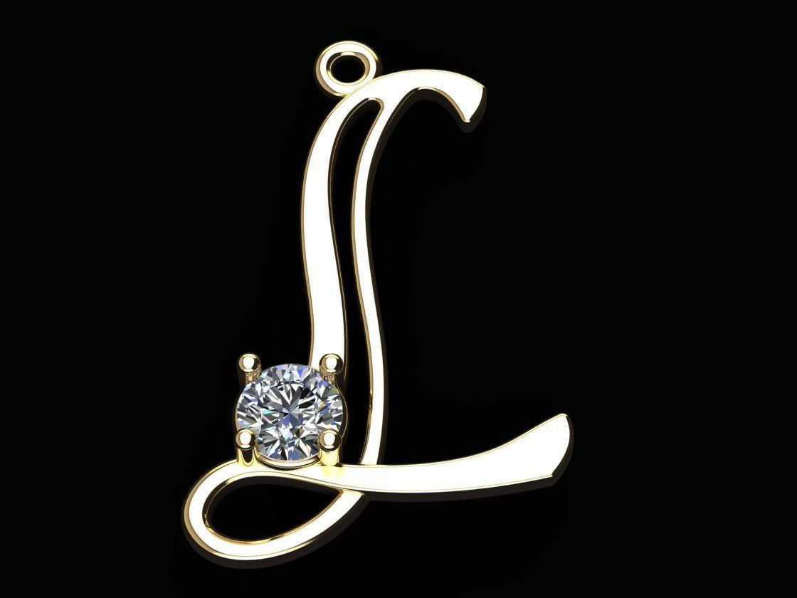 Alphabet L Necklace 3D print model_4