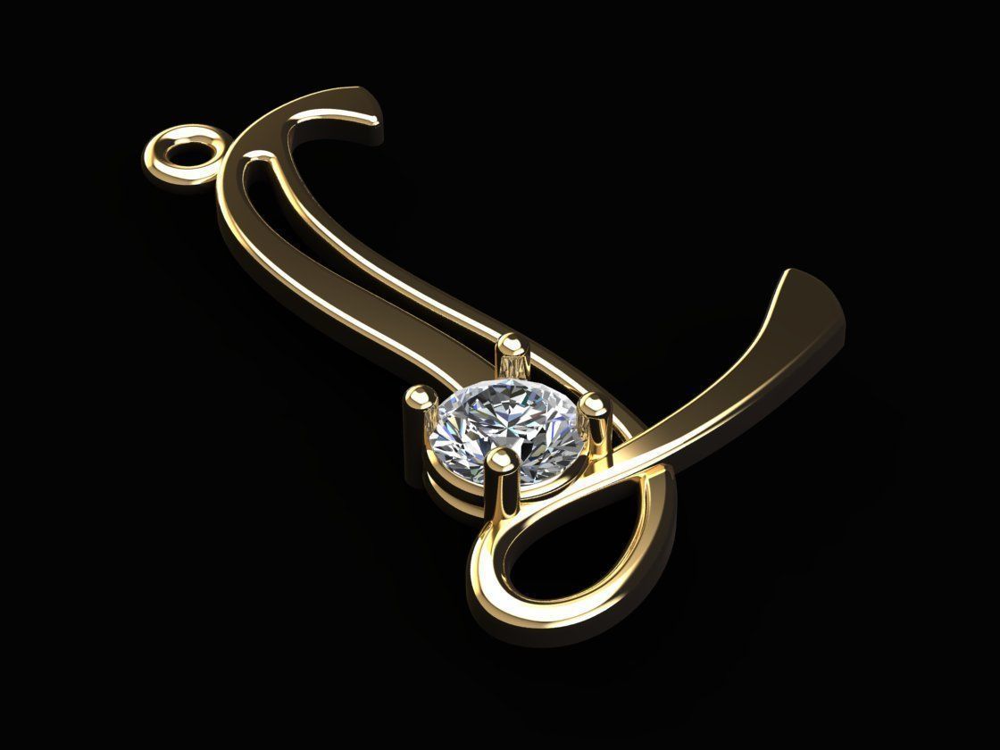 Alphabet L Necklace 3D print model_1