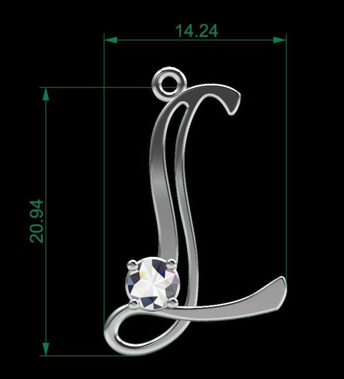 Alphabet L Necklace 3D print model_6