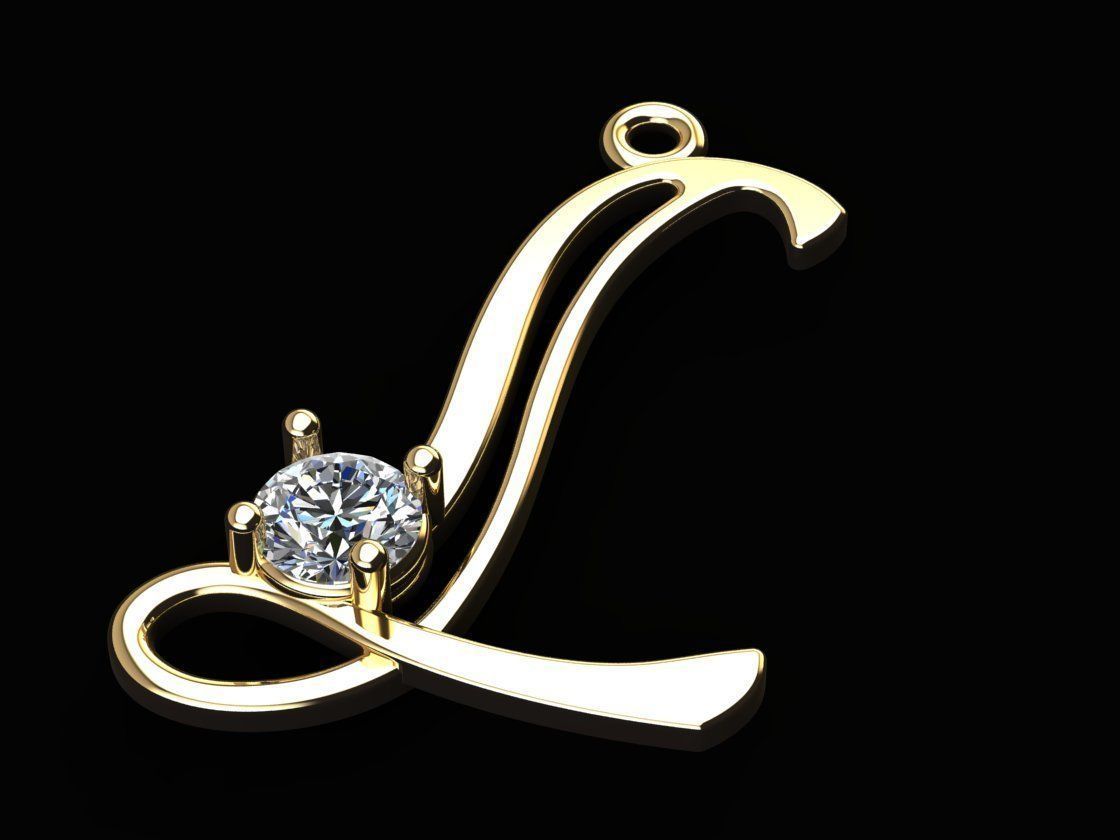 Alphabet L Necklace 3D print model_2