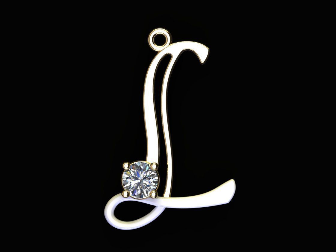 Alphabet L Necklace 3D print model_3
