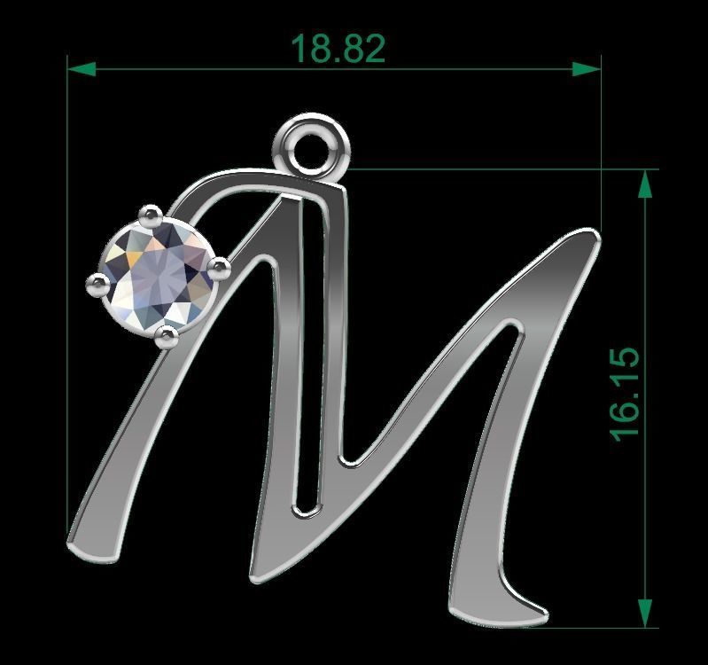 Alphabet M Necklace 3D print model_6