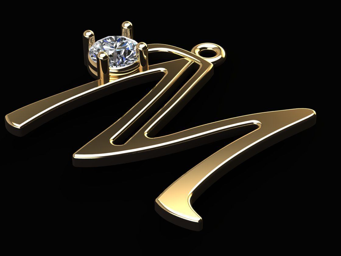 Alphabet M Necklace 3D print model_2