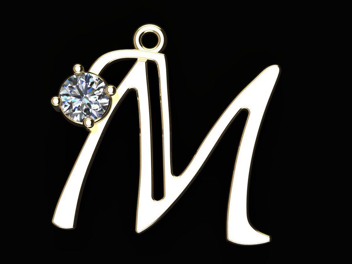 Alphabet M Necklace 3D print model_3