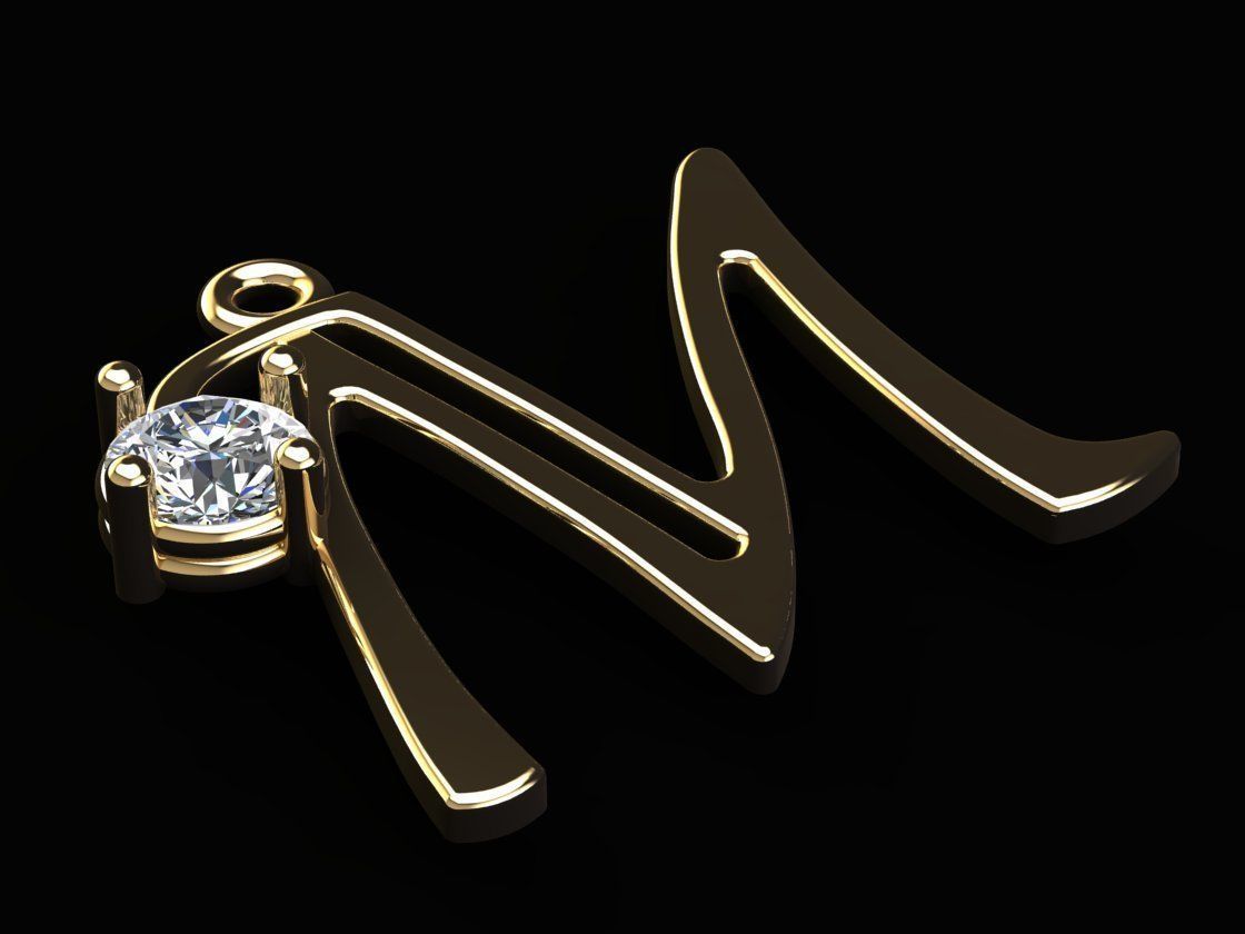 Alphabet M Necklace 3D print model_1