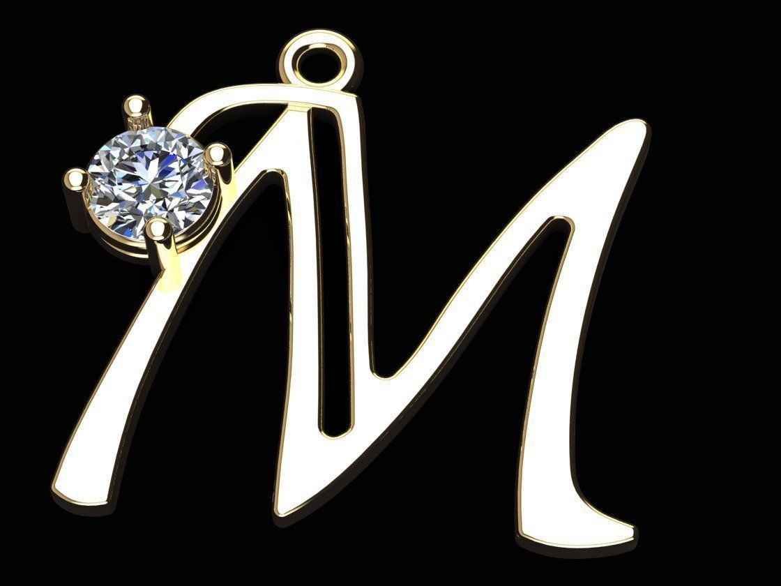 Alphabet M Necklace 3D print model_4