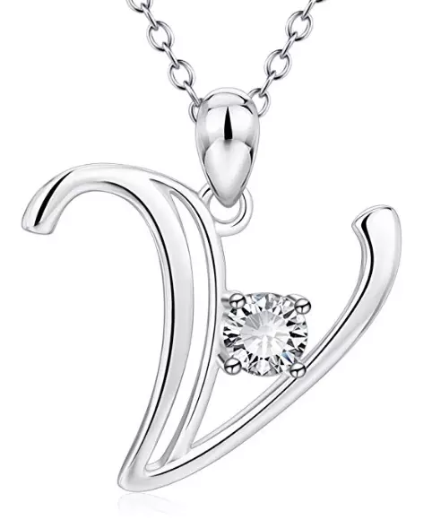 Alphabet V Necklace 3D print model_0