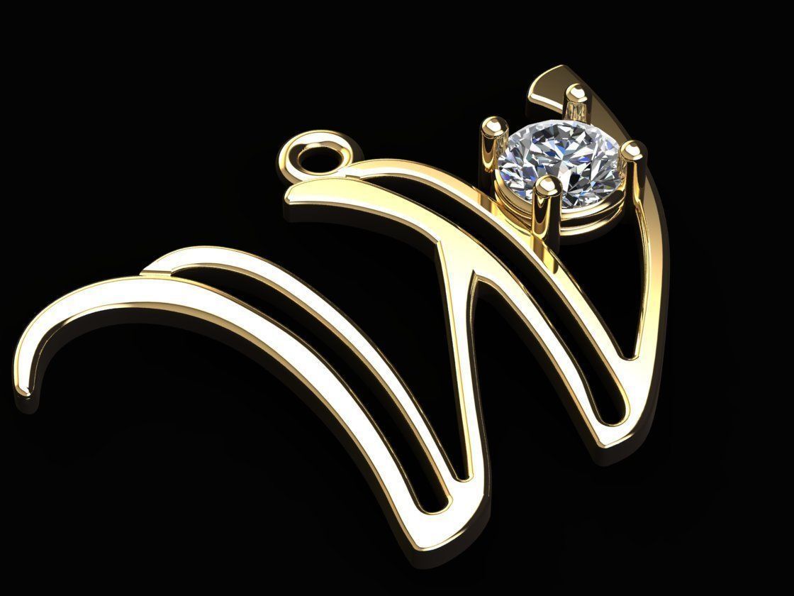 Alphabet W Necklace 3D print model_2