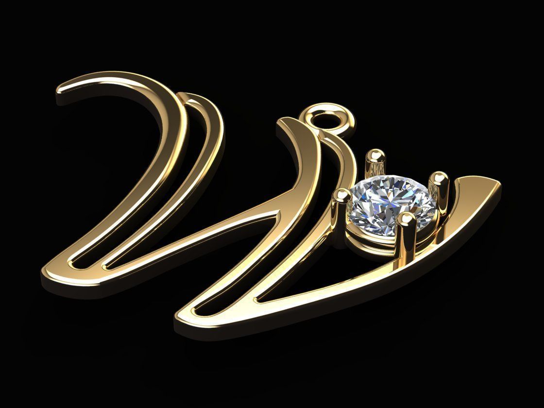 Alphabet W Necklace 3D print model_1