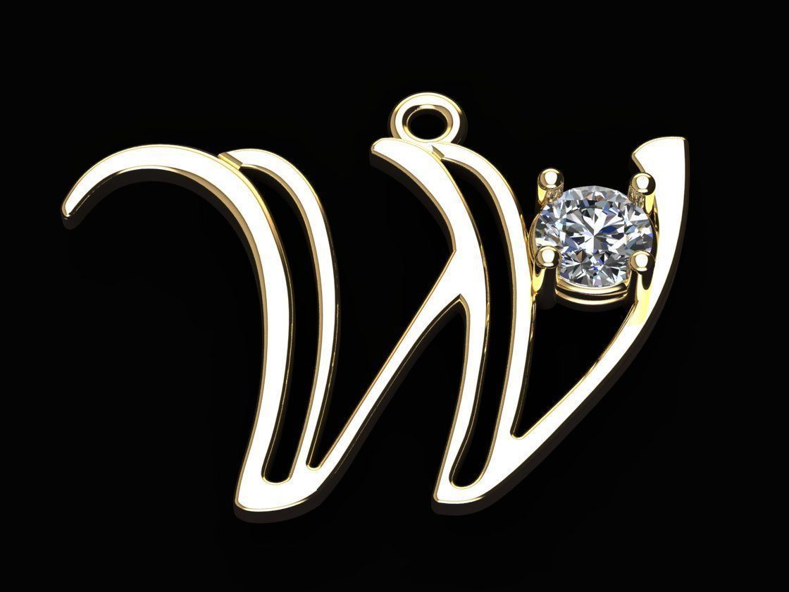 Alphabet W Necklace 3D print model_4