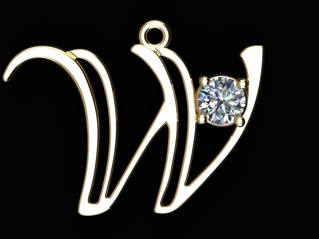 Alphabet W Necklace 3D print model_3