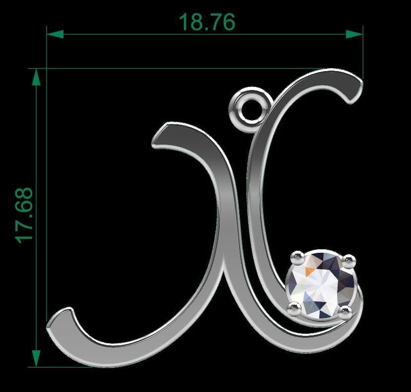 Alphabet X Necklace 3D print model_6