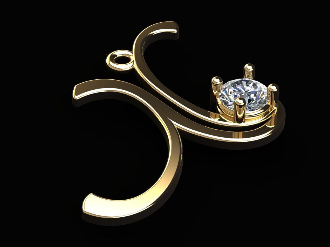 Alphabet X Necklace 3D print model_2