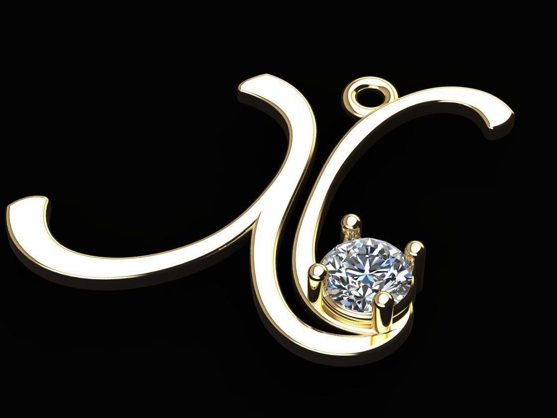 Alphabet X Necklace 3D print model_1