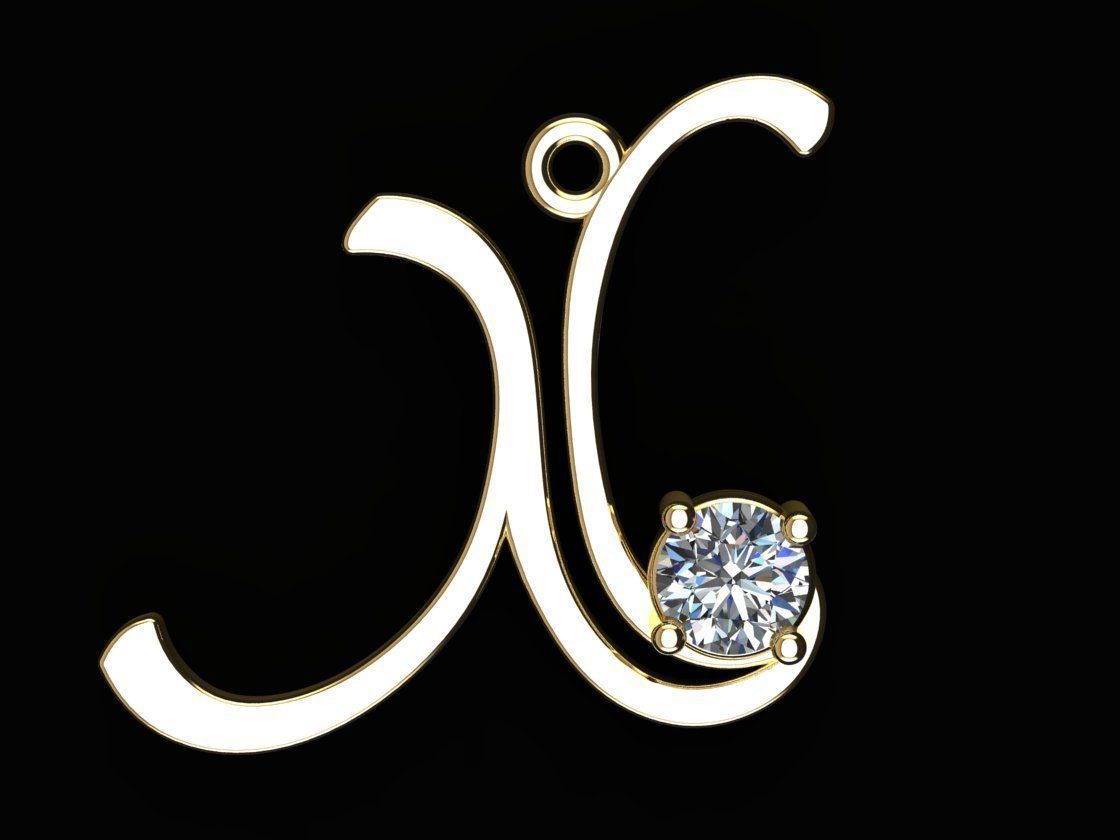 Alphabet X Necklace 3D print model_3