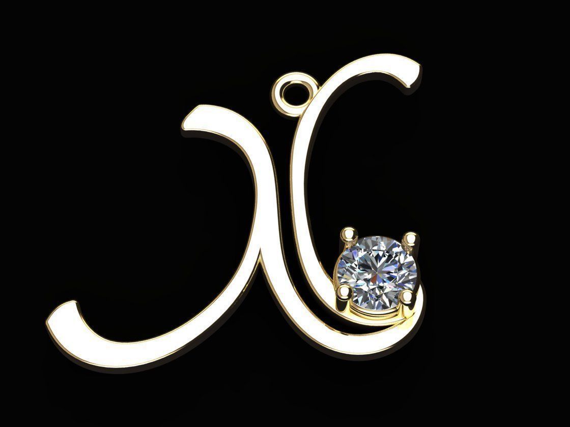 Alphabet X Necklace 3D print model_4