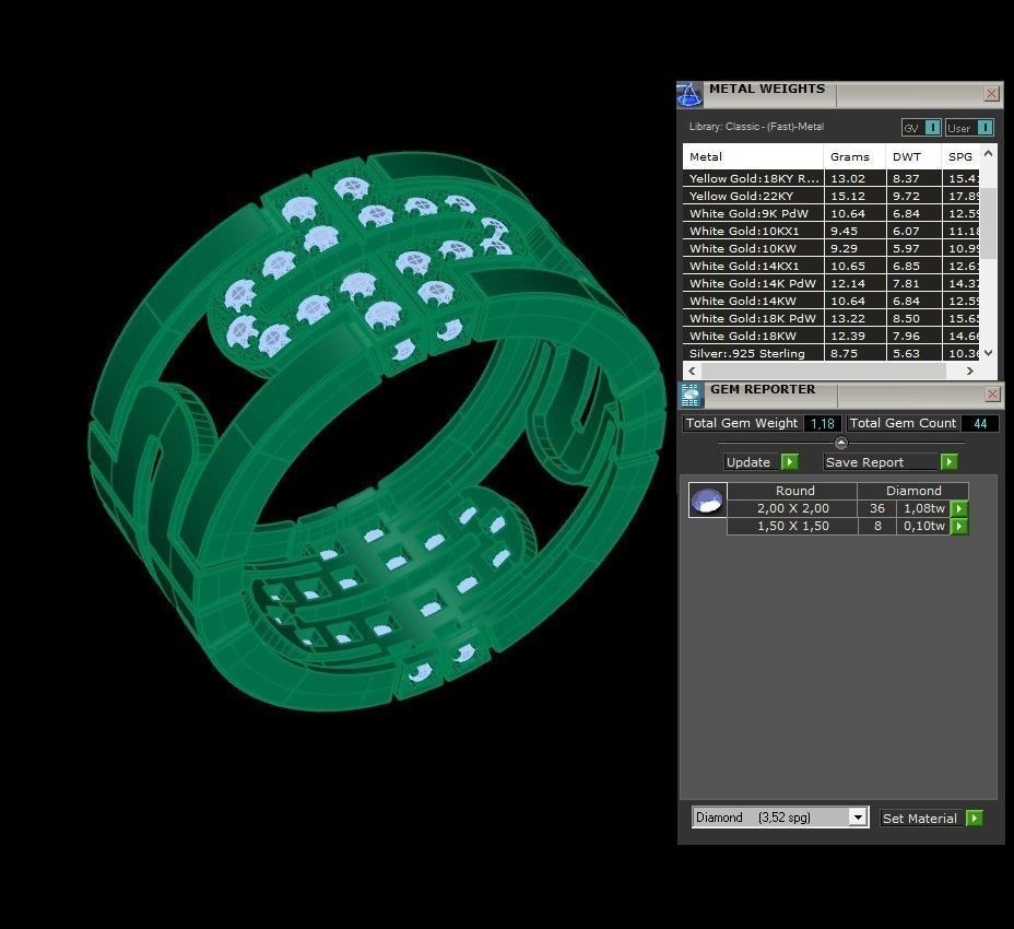 Ring wirh cross and gems 3D print model_2