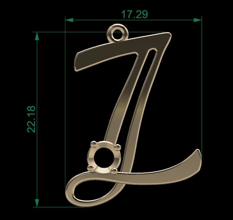 Alphabet Z Necklace 3D print model_6