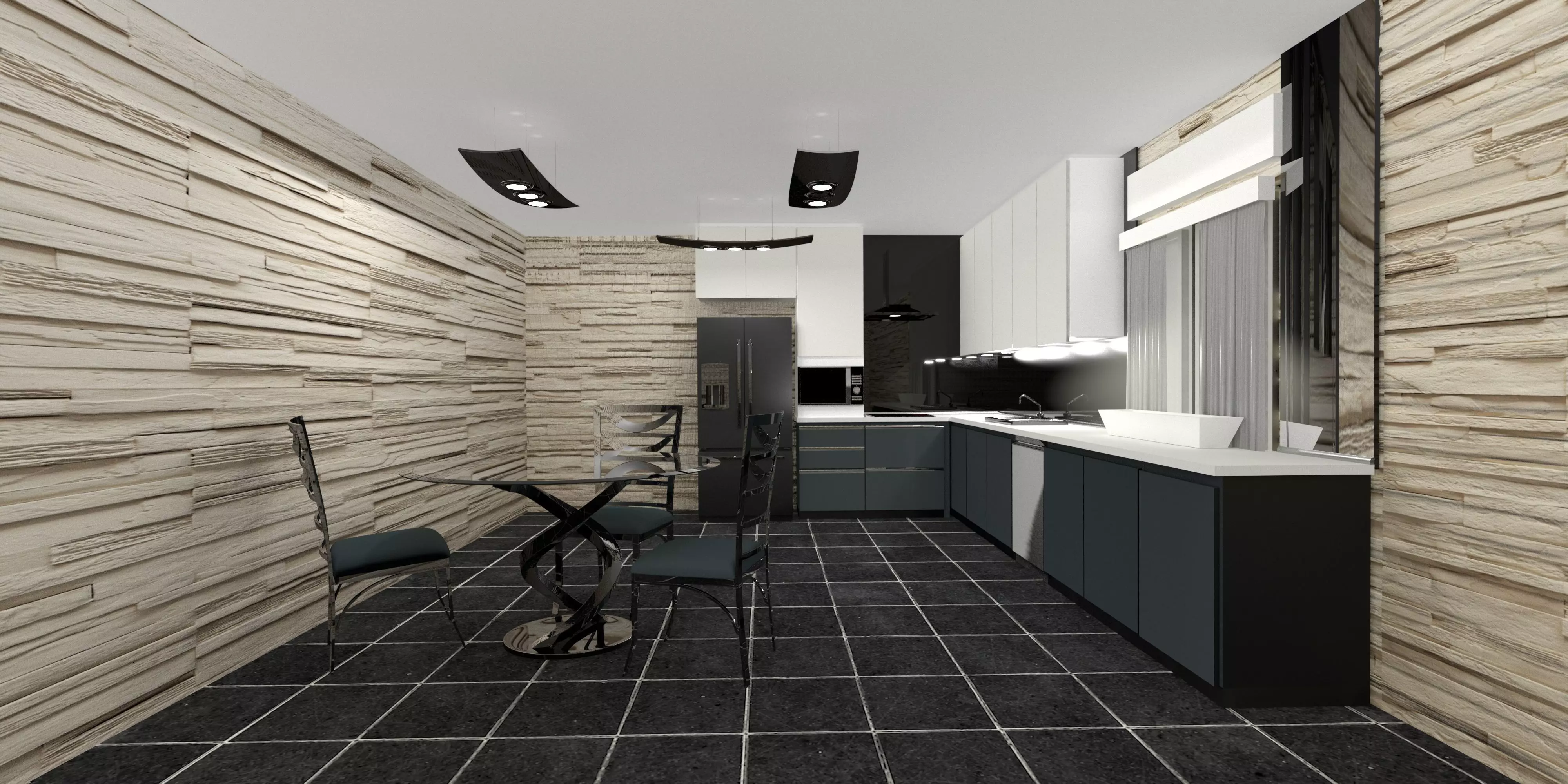 Modern kitchen 3D model_0