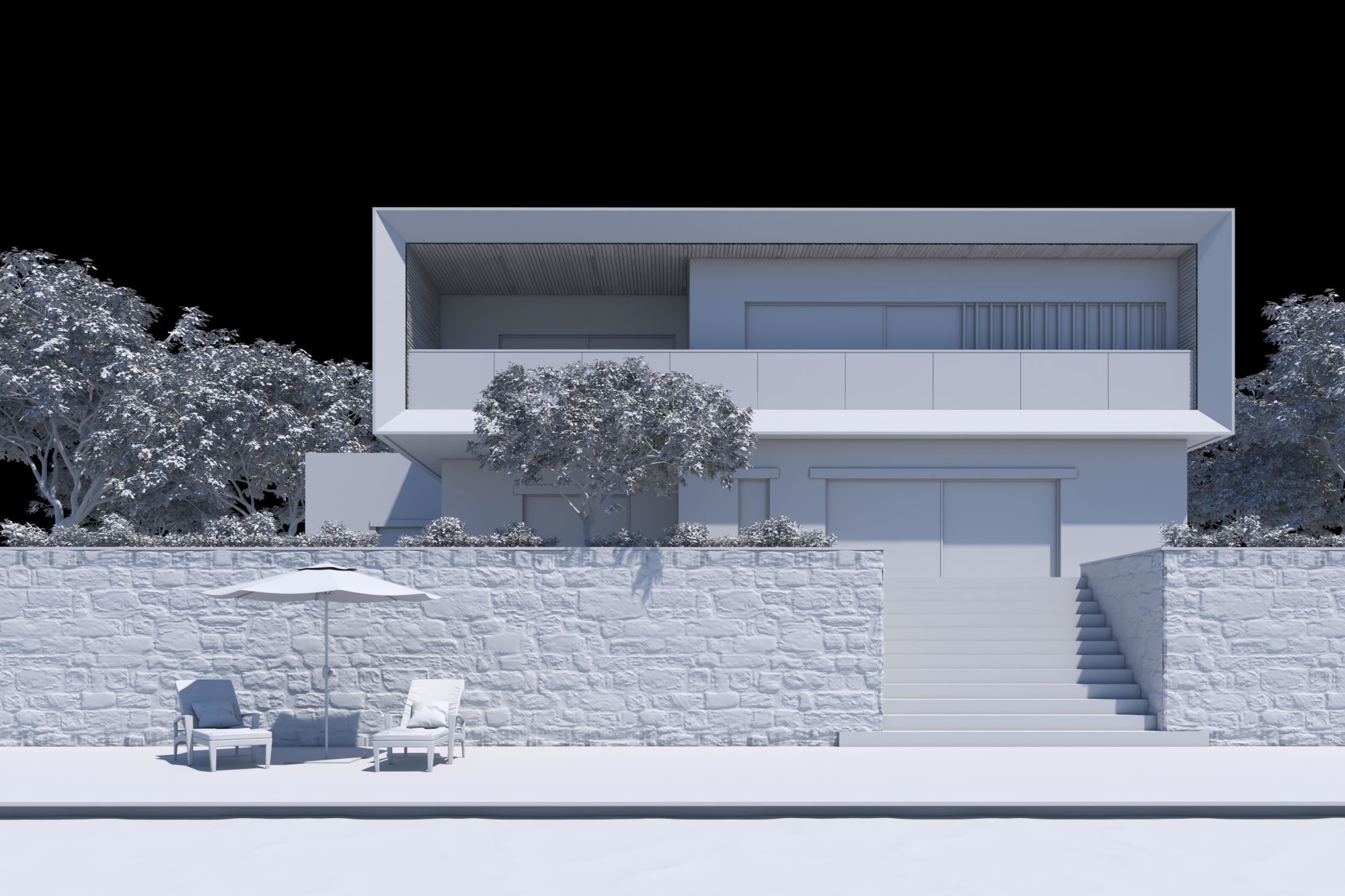 Exterior House Scene 3D model_2
