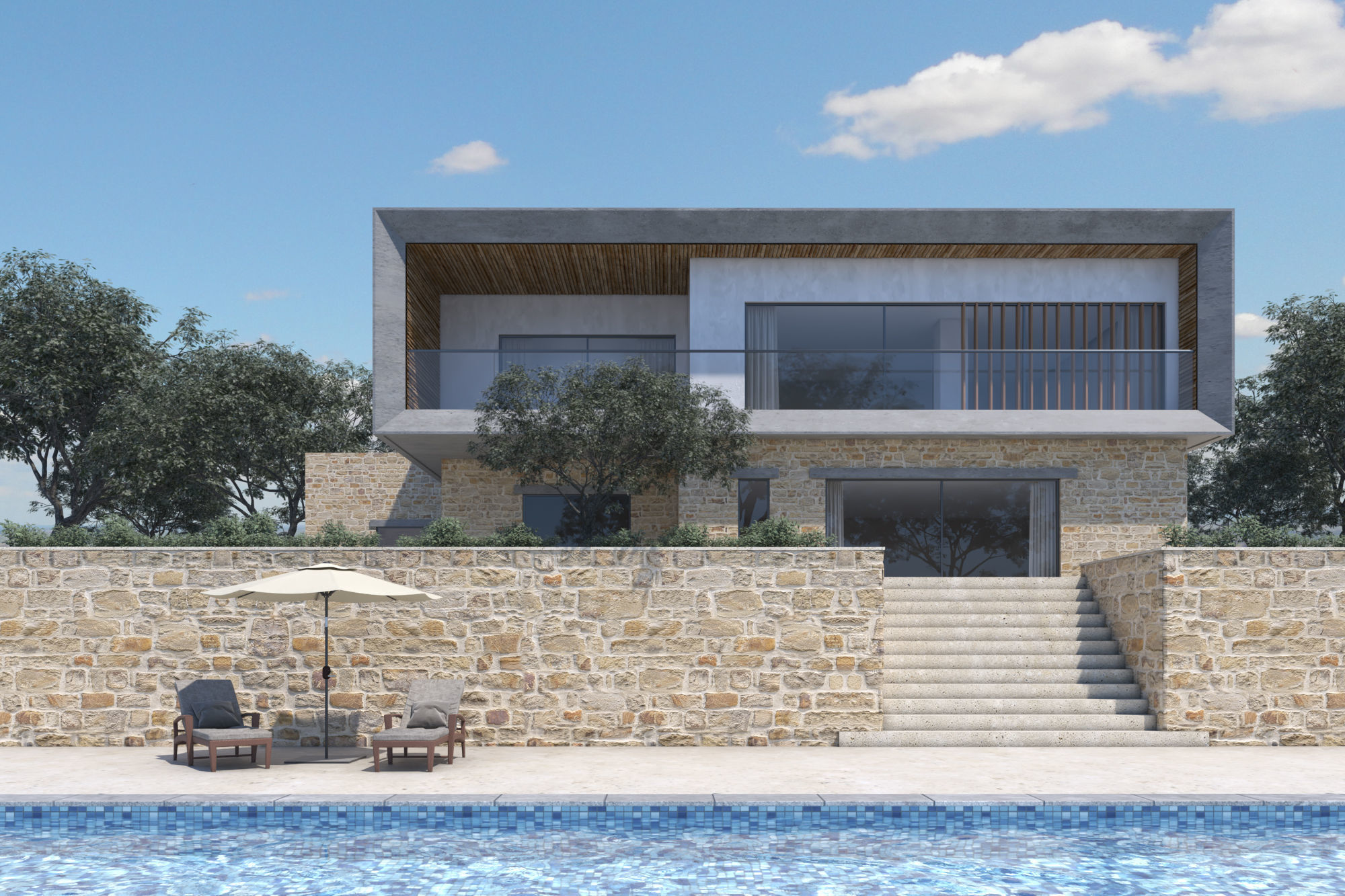 Exterior House Scene 3D model_3