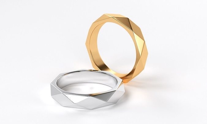 engagement geometric gold ring rhombus 3D print model