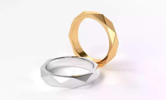engagement geometric gold ring rhombus 3D print model