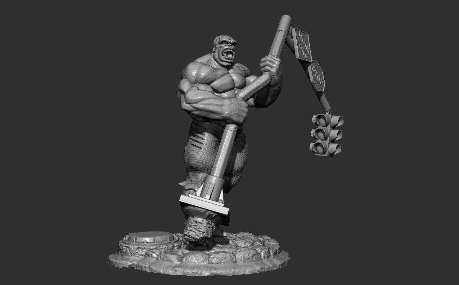hulk Gray 3D print model_9