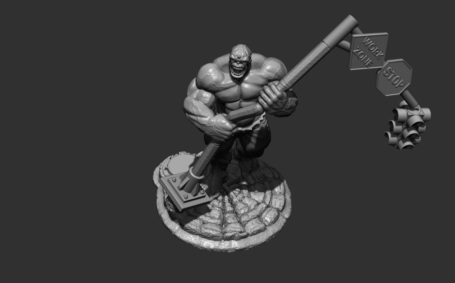 hulk Gray 3D print model_7