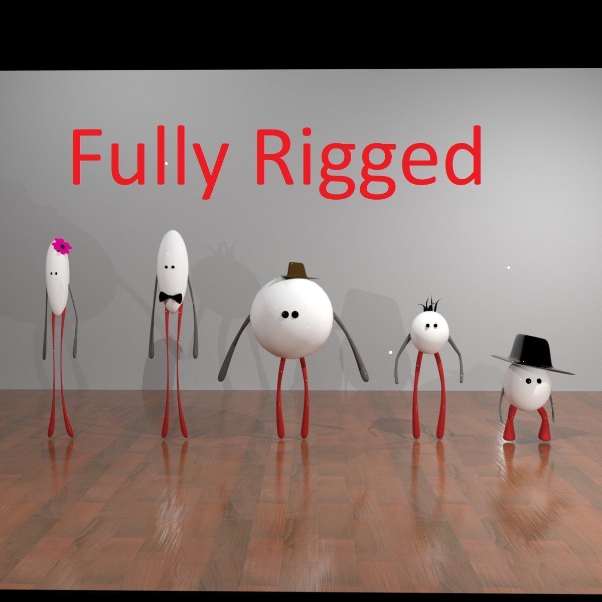 Cartoony Family Low-poly 3D model_1