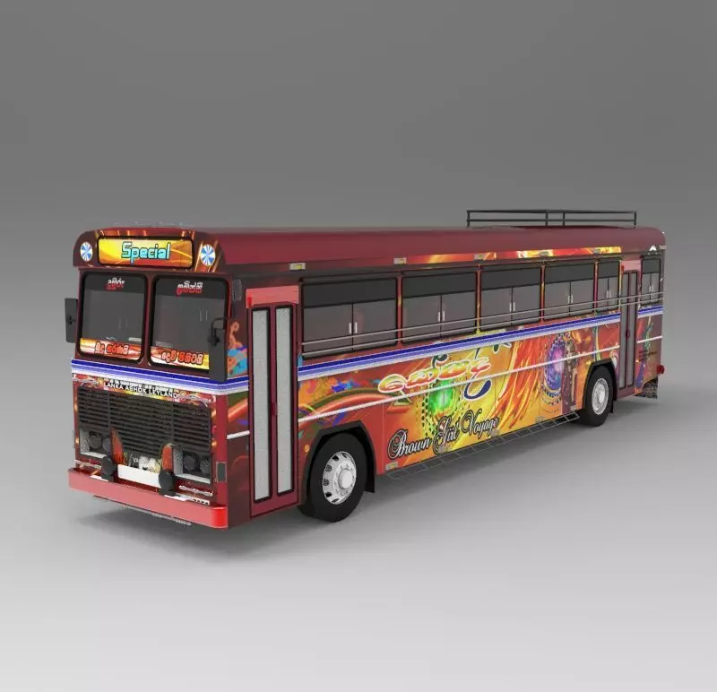 Lanka Ashok Leyland Bus 3D model_0