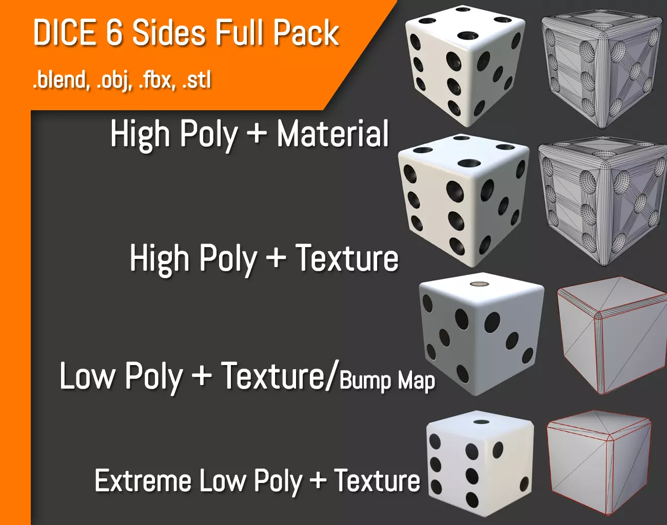 Dice Six Sides Full Pack - Dados Seis Lados 3D Model Collection_0