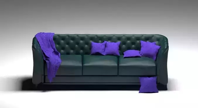 Classic Bed Green Leather