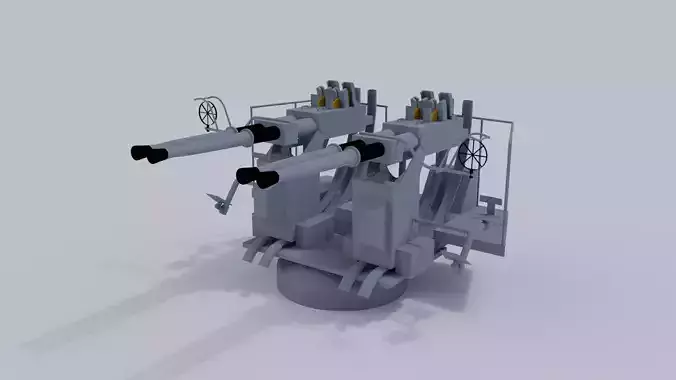 40mm Quad Anti-Aircraft Gun  3D model