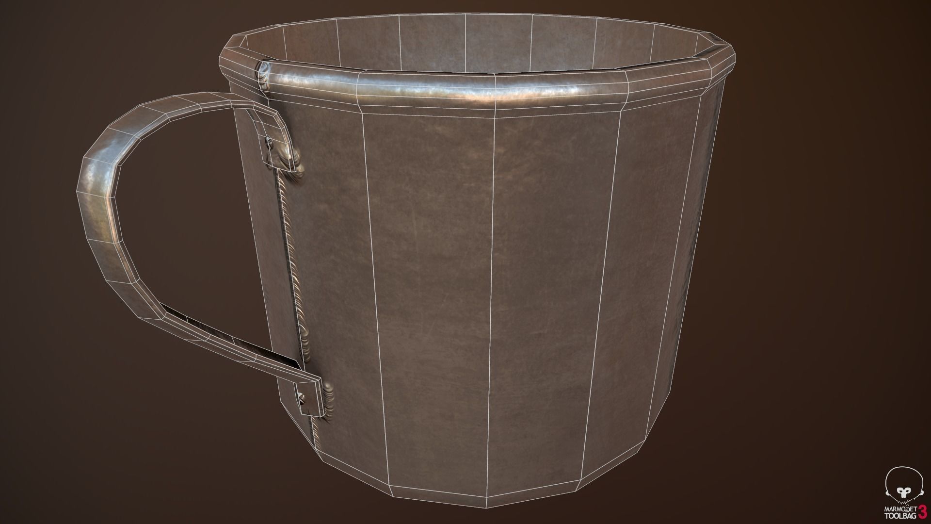 Metal Cup  Low-poly 3D model_1