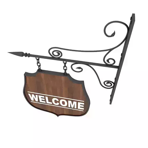 Welcome Sign Low-poly 3D model