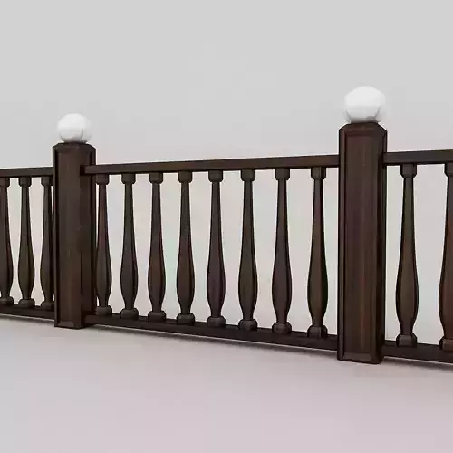 wood railing 1 Low-poly 3D model
