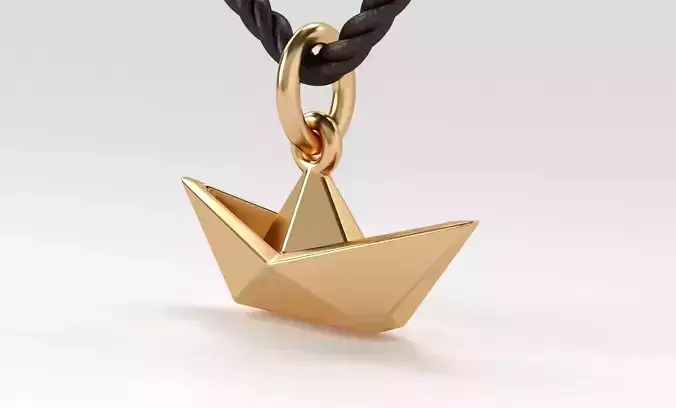 gold pendant origami boat