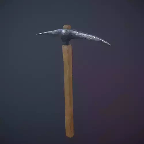 Pickaxe axe with wooden handle Free low-poly 3D model