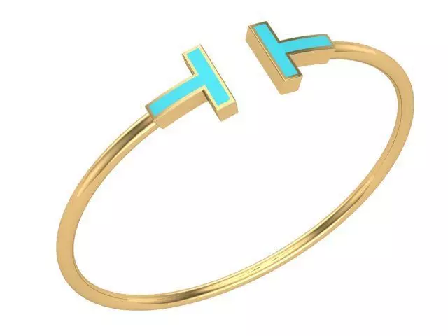 Blue T Bangle  3D print model_0