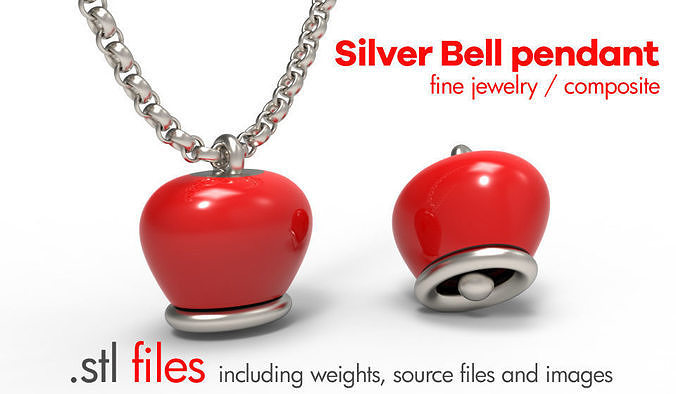 Argento pendente campanella - bell pendant  - 3D print 3D print model