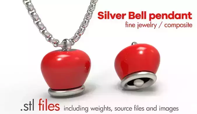 Argento pendente campanella - bell pendant  - 3D print 3D print model