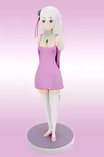 RE ZERO EMILIA ANIME GIRL 3D PRINT 3D print model