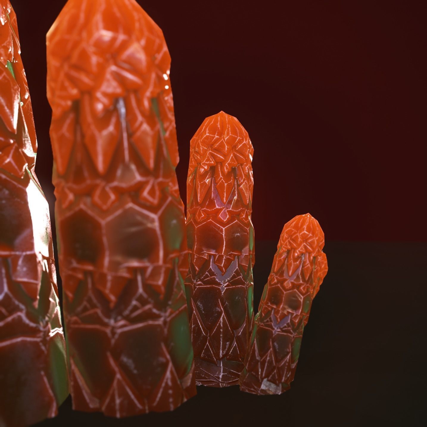 Minreral orange Low-poly 3D model_5