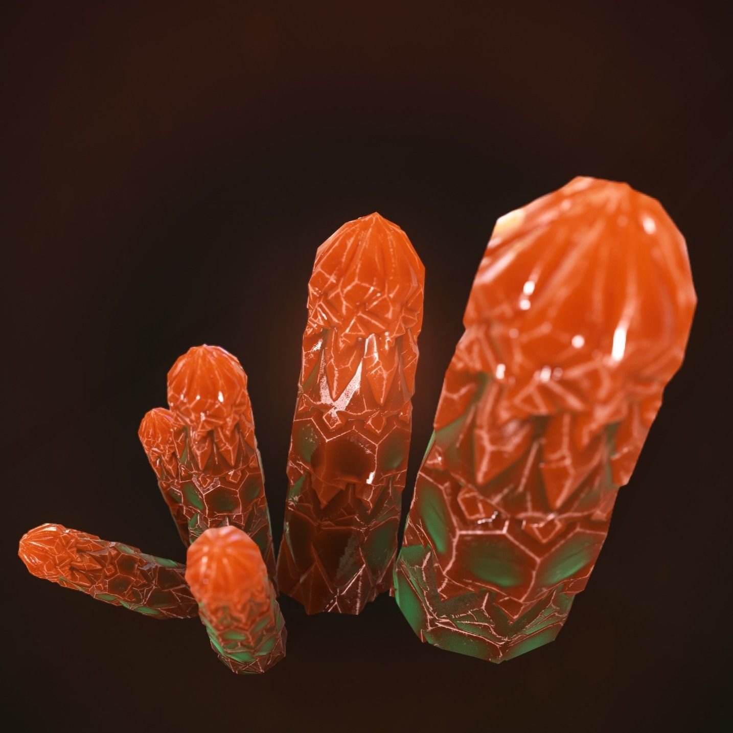 Minreral orange Low-poly 3D model_14