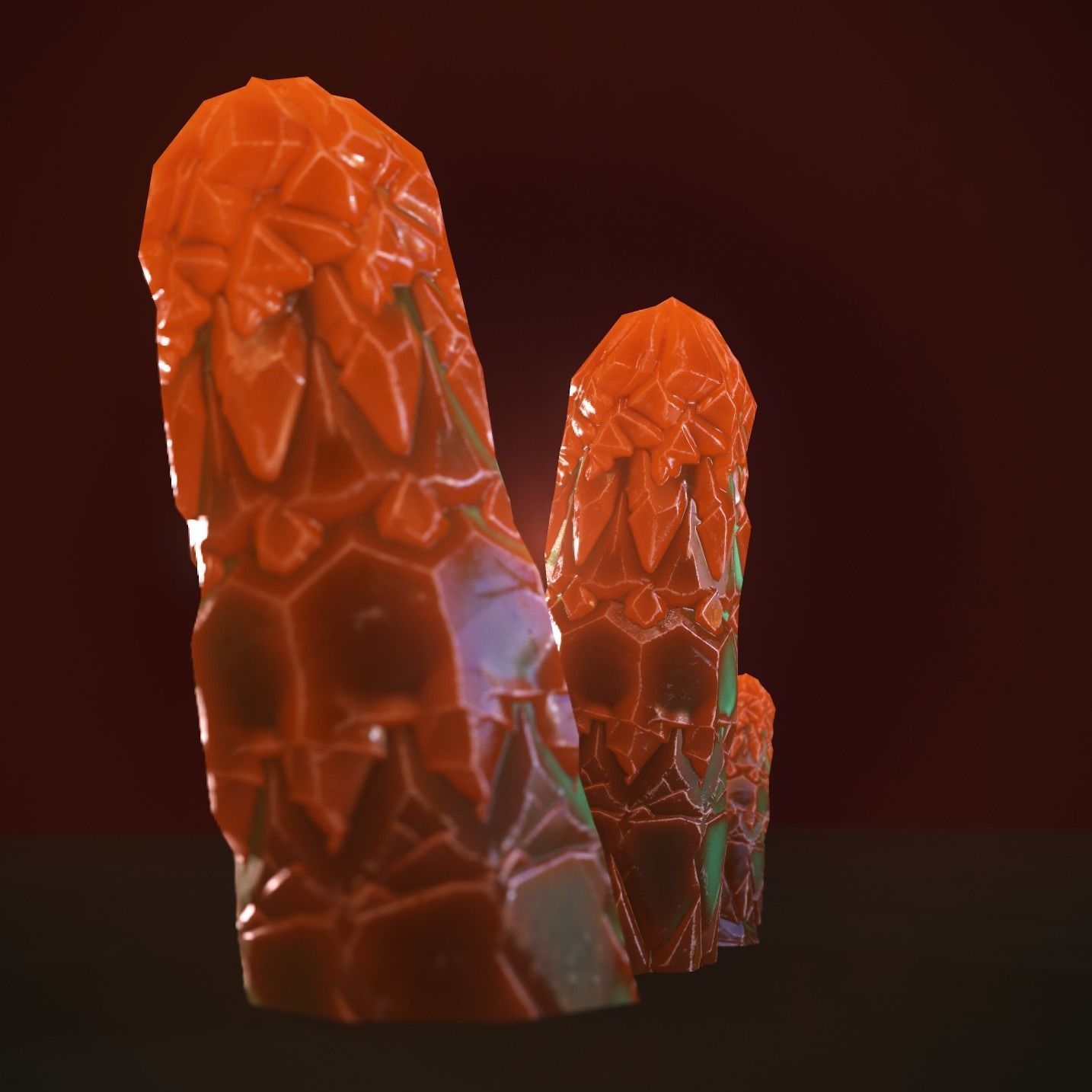Minreral orange Low-poly 3D model_8