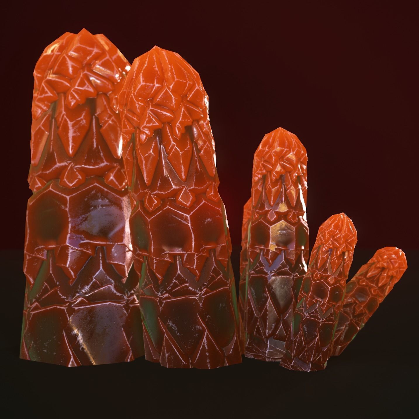 Minreral orange Low-poly 3D model_10